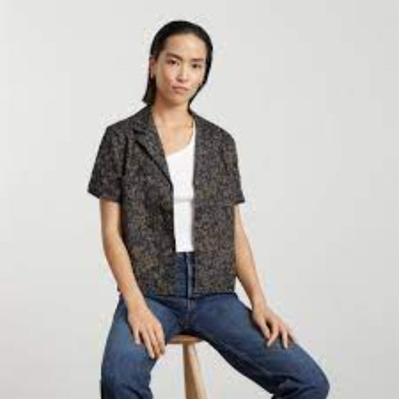 Everlane Blue and Tan Floral Button Down Shirt - Picture 11 of 14